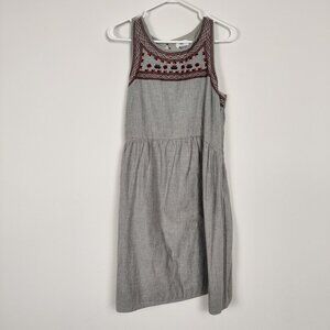 Old Navy Women's Midi Dress Sz L Gray Cotton Embroidery Lined Resortwear Outdoor